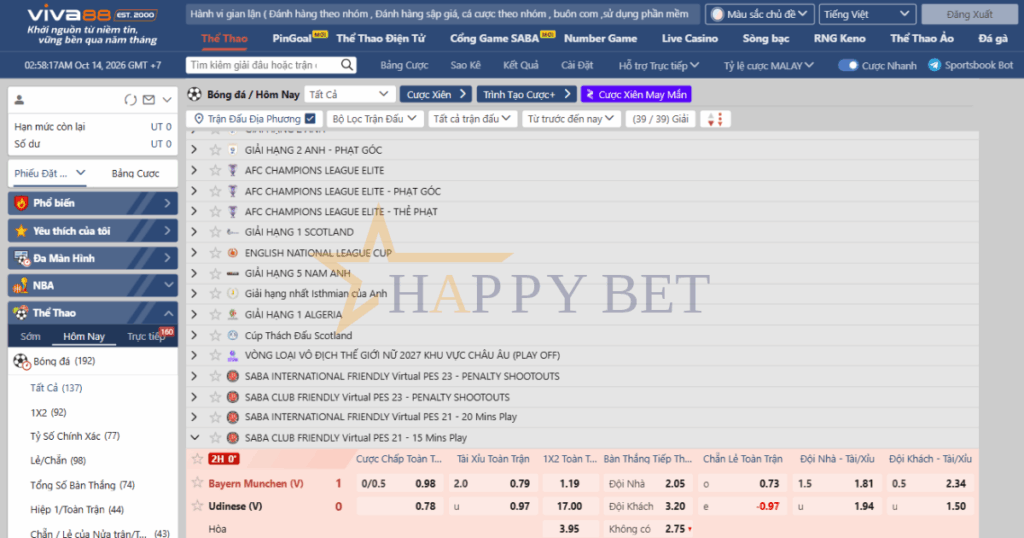 nhóm giải đấu trong sportsbook viva88, thị trường bóng đá VIVA88, cửa kèo VIVA88